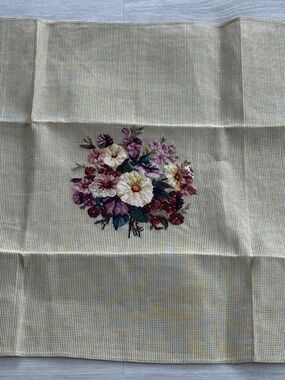 Vintage Floral Needlepoint Canvas Kit 100% Wool Large 20x20 New Old Stock